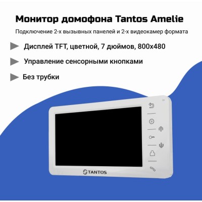 Комплект видеодомофона и вызывной панели TANTOS AMELIE и Walle+ с электромеханическим замком и ключами