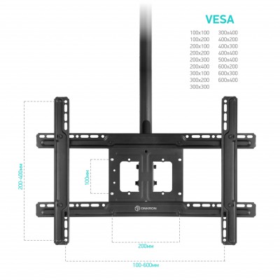 Кронштейн ONKRON потолочный 32-80'' N2L