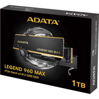 Твердотельный накопитель ADATA SSD LEGEND 960 MAX, 1000GB, M.2(22x80mm), NVMe 1.4, PCIe 4.0 x4, 3D NAND, R/W 7400/6000MB/s, IOPs 730 000/610 000, DRAM buffer 1000MB, TBW 780, DWPD 0.43, with BIG Heat