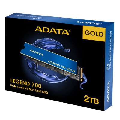 Твердотельный накопитель ADATA SSD LEGEND 700 GOLD, 2048GB, M.2(22x80mm), NVMe 1.4, PCIe 3.0 x4, 3D NAND, R/W 2000/1600MB/s, IOPs 130 000/280 000, TBW 480, DWPD 0.2, with Heat Sink (3 года)