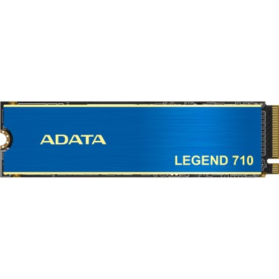 Твердотельный накопитель ADATA SSD LEGEND 710, 256GB, M.2(22x80mm), NVMe 1.4, PCIe 3.0 x4, 3D NAND, R/W 2100/1000MB/s, IOPs 90 000/130 000, TBW 65, DWPD 0.23, with Heat Sink (3 года)