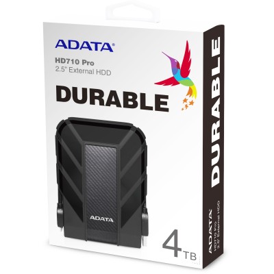 Внешний жесткий диск Portable HDD 4TB ADATA HD710 Pro (Black), IP68, USB 3.2 Gen1, 133x99x27mm, 390g /3 года/