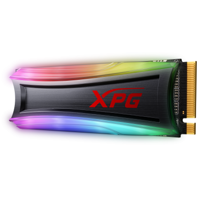 Твердотельный накопитель ADATA SSD SPECTRIX S40G, 1024GB, M.2(22x80mm), NVMe 1.3, PCIe 3.0 x4, 3D TLC, R/W 3500/3000MB/s, IOPs 290 000/240 000, DRAM buffer 128MB, TBW 640, DWPD 0.34, with RGB Heat Spr