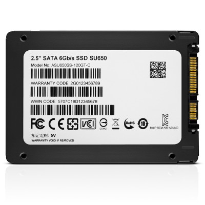 Твердотельный накопитель ADATA SSD Ultimate SU650, 120GB, 2.5" 7mm, SATA3, 3D TLC, R/W 520/320MB/s, IOPs 20 000/75 000, TBW 70, DWPD 0.5 (3 года)