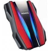 Внешний жесткий диск Portable HDD 1TB ADATA HD770G (Red), USB 3.2 Gen1, IP68, RGB lighting, 139x98x26mm, 270g /3 года/