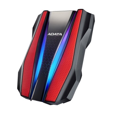 Внешний жесткий диск Portable HDD 1TB ADATA HD770G (Red), USB 3.2 Gen1, IP68, RGB lighting, 139x98x26mm, 270g /3 года/