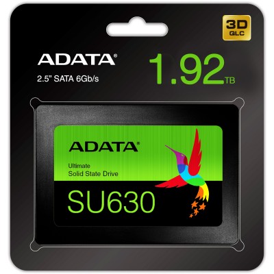 Твердотельный накопитель ADATA SSD Ultimate SU630, 1920GB, 2.5" 7mm, SATA3, 3D QLC, R/W 520/450MB/s, IOPs 40 000/65 000, TBW 400, DWPD 0.2 (3 года)