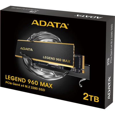 Твердотельный накопитель ADATA SSD LEGEND 960 MAX, 2000GB, M.2(22x80mm), NVMe 1.4, PCIe 4.0 x4, 3D NAND, R/W 7400/6800MB/s, IOPs 750 000/630 000, DRAM buffer 2000MB, TBW 1560, DWPD 0.43, with BIG Heat