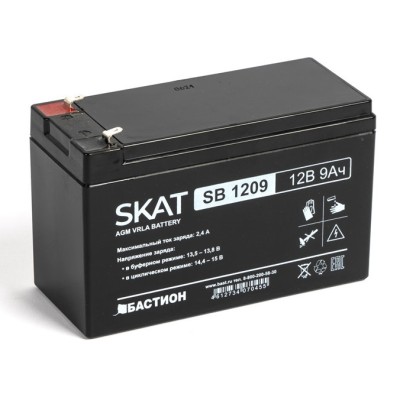 Аккумуляторная батарея SKAT SB 1209 ∙ Аккумулятор 12В 9 А∙ч Бастион