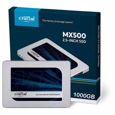 Твердотельный накопитель Crucial SSD MX500, 1000GB, 2.5" 7mm, SATA3, 3D TLC, R/W 560/510MB/s, IOPs 95 000/90 000, DRAM buffer 1024MB, TBW 360, DWPD 0.2, with adapter 9.5mm (12 мес.)