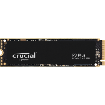 Твердотельный накопитель Crucial SSD P3 Plus, 1000GB, M.2(22x80mm), NVMe, PCIe 3.0 x4, QLC, R/W 5000/4200MB/s, IOPs н.д./н.д., TBW 220, DWPD 0.1 (12 мес.)