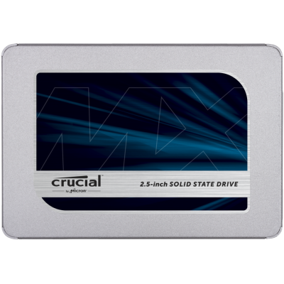 Твердотельный накопитель Crucial SSD MX500, 500GB, 2.5" 7mm, SATA3, 3D TLC, R/W 560/510MB/s, IOPs 95 000/90 000, DRAM buffer 512MB, TBW 180, DWPD 0.2, with adapter 9.5mm (12 мес.)