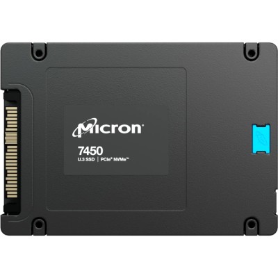 Серверные твердотельные накопители Micron SSD 7450 MAX, 1600GB, U.3(2.5" 15mm), NVMe, PCIe 4.0 x4, 3D TLC, R/W 6800/2700MB/s, IOPs 800 000/250 000, TBW 8700, DWPD 3 (12 мес.)