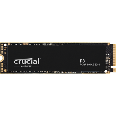 Твердотельный накопитель Crucial SSD P3, 500GB, M.2(22x80mm), NVMe, PCIe 3.0 x4, QLC, R/W 3500/1900MB/s, IOPs н.д./н.д., TBW 110, DWPD 0.1 (12 мес.)