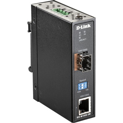 Трансивер DIS-M100G-SW Industrial Media Converter 1000Base-T to 1000Base-X SFP D-Link