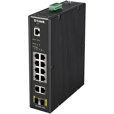 Коммутатор DIS-200G-12PS Managed L2 Industrial Switch 10x1000Base-T (8x1000Base-T PoE) D-Link