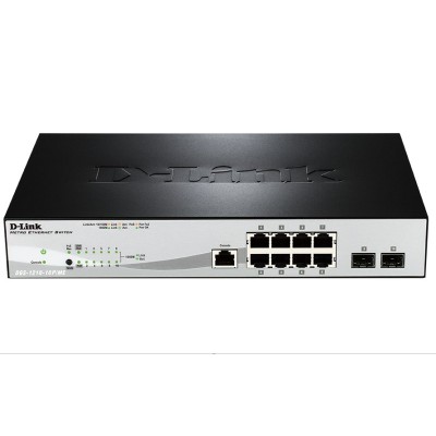 Сетевой коммутатор Managed Gigabit Switch with 8 10/100/1000Base-T PoE + 2 SFP Ports D-Link