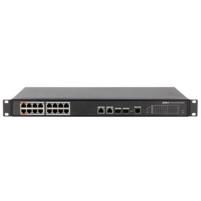 2xCombo 1000 Base-T/SFP16x 10/100 Base-T（Hi-PoE/PoE+/PoE）IEEE802.3af/IEEE802.3at/Hi-PoE Мощность PoE 190Вт Размеры: 440м DH-PFS4218-16ET-190