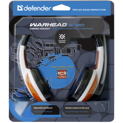 Defender Игровая гарнитура Warhead G-120 красный + белый, кабель 2 м