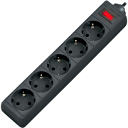 Сетевой фильтр Defender ES 3 3 м, черный, 5 розеток Surge Protector Defender ES 3 3m, black, 5 outlets