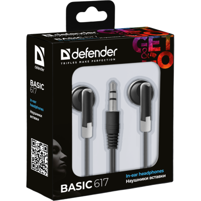 Defender #1 Наушники вставки Basic 617 черный