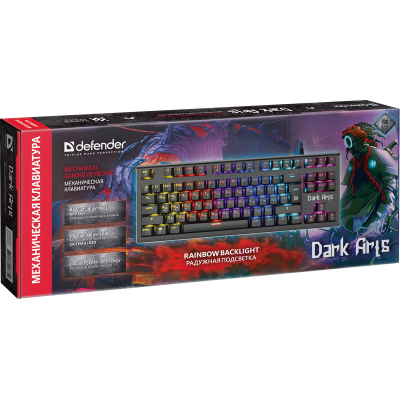 Defender Механическая клавиатура Dark Arts GK-375 RU,Rainbow,87 клавиш