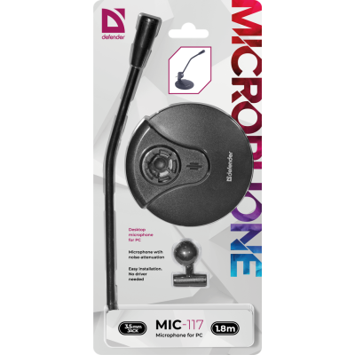 Defender Микрофон компьютерный MIC-117 черный, кабель 1.8 м