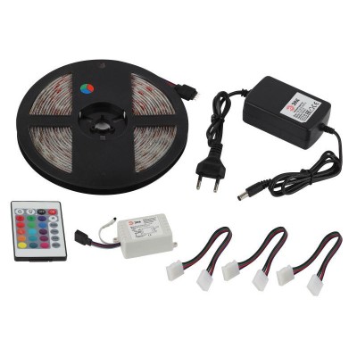 Комплект светодиодной ленты 5050kit-14.4-60-12-IP65-RGB разноцвет. 12В (в комплекте: LED лента на двустороннем скотче; источник питания; контроллер; пульт управления; коннекторы) (уп.5м) Эра Б0043070