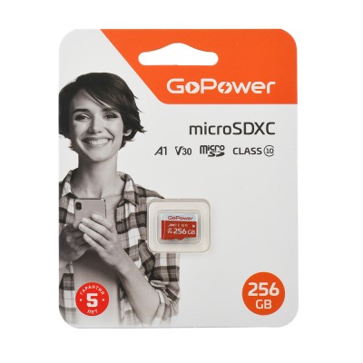 GoPower 256GB Class10 UHS-I (U3) 100 МБ/сек V30 без адаптера