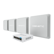 Маршрутизатор Набор Keenetic Voyager Pro 4-Pack Гигабитный интернет-центр с Mesh Wi-Fi 6 AX1800, анализатором спектра Wi-Fi, 2-портовым Smart-коммутатором, переключателем режима роутер/ретранслятор и питанием Power over Ethernet (БП не входят в комплект) 