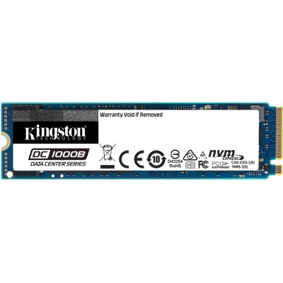 Твердотельный накопитель Kingston SSD DC1000B, 480GB, M.2 22x80mm, NVMe, PCIe 3.0 x4, 3D TLC, R/W 3200/565MB/s, IOPs 205 000/20 000, TBW 475, DWPD 0.5 (12 мес)