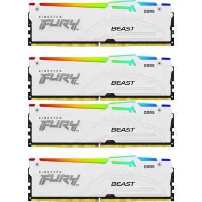 Память оперативная Kingston 128GB 5200MT/s DDR5 CL40 DIMM (Kit of 4) FURY Beast White RGB XMP