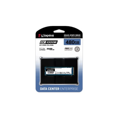 Твердотельный накопитель Kingston SSD DC1000B, 480GB, M.2 22x80mm, NVMe, PCIe 3.0 x4, 3D TLC, R/W 3200/565MB/s, IOPs 205 000/20 000, TBW 475, DWPD 0.5 (12 мес)