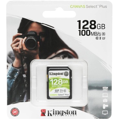 Карта памяти Kingston 128GB SDXC Canvas Select Plus 100R C10 UHS-I U3 V30 Kingston 128GB SDXC Canvas Select Plus 100R C10 UHS-I U3 V30