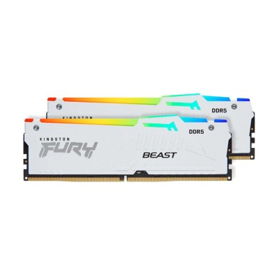 Память оперативная Kingston 64GB 6000MT/s DDR5 CL40 DIMM (Kit of 2) FURY Beast White RGB XMP