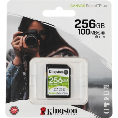 Карта памяти Kingston 256GB SDXC Canvas Select Plus 100R C10 UHS-I U3 V30 Kingston 256GB SDXC Canvas Select Plus 100R C10 UHS-I U3 V30