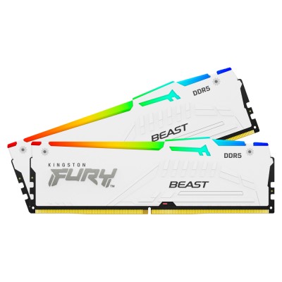 Память оперативная Kingston 64GB 6000MT/s DDR5 CL40 DIMM (Kit of 2) FURY Beast White RGB XMP