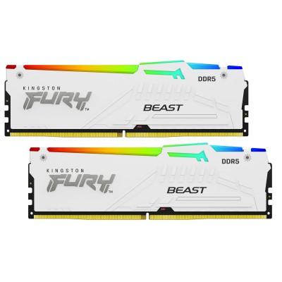 Память оперативная Kingston 64GB 6000MT/s DDR5 CL40 DIMM (Kit of 2) FURY Beast White RGB XMP