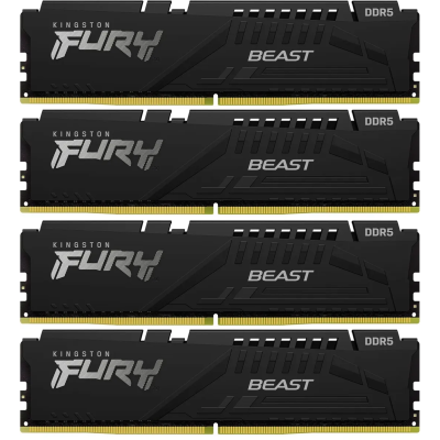 Память оперативная Kingston 64GB 6000MT/s DDR5 CL40 DIMM (Kit of 4) FURY Beast Black XMP