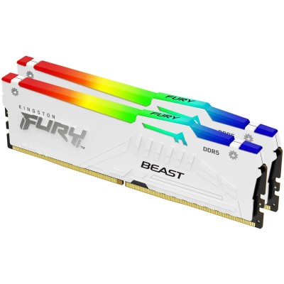 Память оперативная Kingston 64GB 6000MT/s DDR5 CL40 DIMM (Kit of 2) FURY Beast White RGB XMP