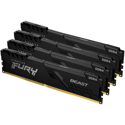 Память оперативная Kingston 128GB 3600MT/s DDR4 CL18 DIMM (Kit of 4) FURY Beast Black