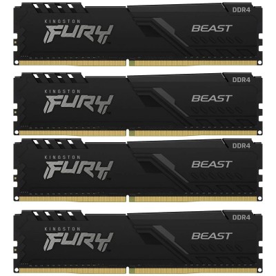 Память оперативная Kingston 128GB 3600MT/s DDR4 CL18 DIMM (Kit of 4) FURY Beast Black