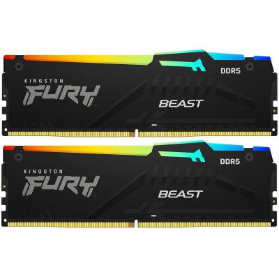 Память оперативная Kingston 32GB 5200MT/s DDR5 CL36 DIMM (Kit of 2) FURY Beast RGB EXPO