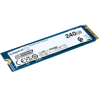 Твердотельный накопитель Kingston SSD DC2000B 240GB, M.2 22x80mm, NVMe, PCIe Gen 4x4, 3D TLC, R/W 4500/400MB/s, IOPs 260 000/18 000, TBW 175, DWPD 0.4 (12 мес)