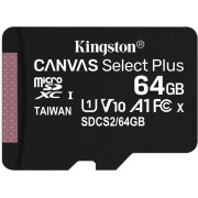 Карта памяти Kingston Canvas Select Plus microSDXC 64Gb Class 10 Flash U1 V10 R/W 100/85 MB/s no adapter