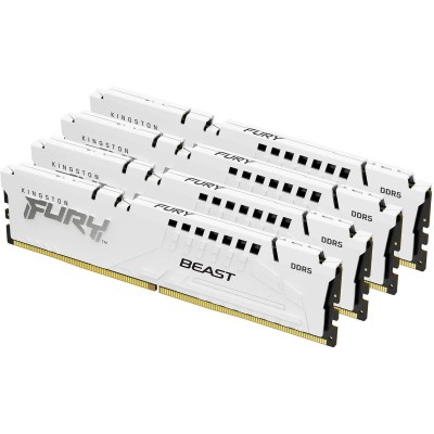 Память оперативная Kingston 64GB 6000MT/s DDR5 CL40 DIMM (Kit of 4) FURY Beast White XMP