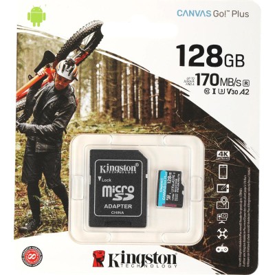 Карта памяти Kingston 128GB microSDXC Canvas Go Plus 170R A2 U3 V30 Card + ADP Kingston 128GB microSDXC Canvas Go Plus 170R A2 U3 V30 Card + ADP