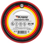 KR-09-2204 ∙ Изолента ПВХ KRANZ 0.13х19 мм, 25 м, красная (5 шт./уп.)