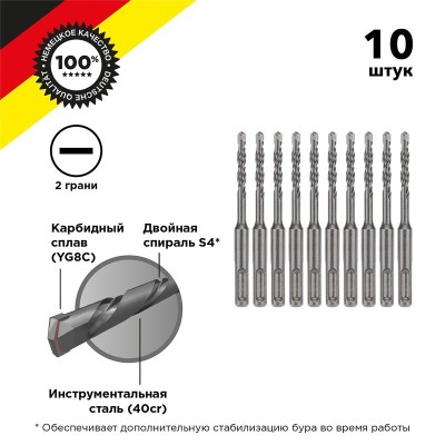 KR-91-0006-4 ∙ Бур по бетону 6x110x50 мм SDS PLUS (10 шт. ) Kranz ∙ кратно 10 шт