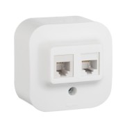 Розетка компьютерная + телефонная 2-м ОП 2мод. Quteo RJ45 + RJ11 кат.5E UTP IP20 бел. Leg 782221